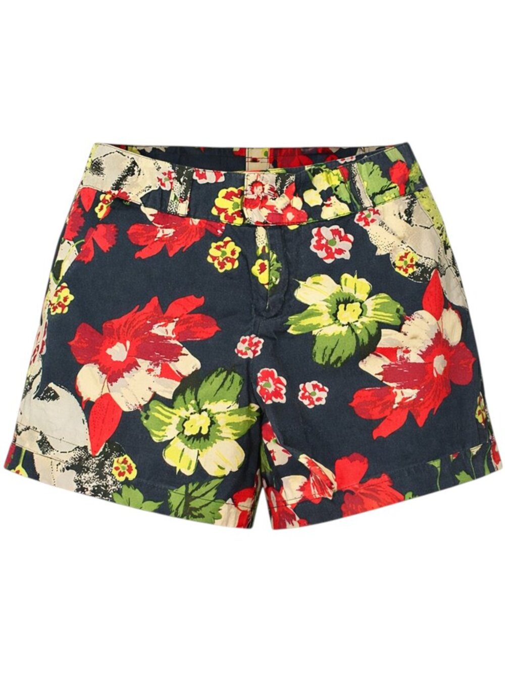 GO International Floral Chino Shorts Juniors Size 3 Navy Low Rise Cotton